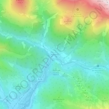 Mapa topográfico Vidrieros, altitud, relieve