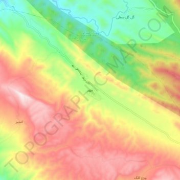Mapa topográfico Mehr, altitud, relieve