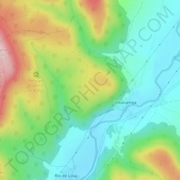 Mapa topográfico Peña Hendida, altitud, relieve
