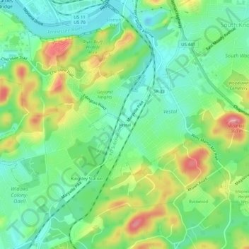 Mapa topográfico Vestal, altitud, relieve
