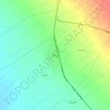 Mapa topográfico Zeidabad, altitud, relieve