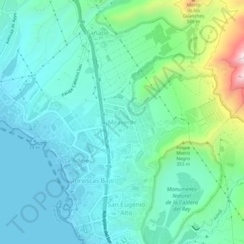 Mapa topográfico Miraverde, altitud, relieve