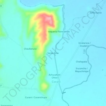 Mapa topográfico Santa Ama, altitud, relieve