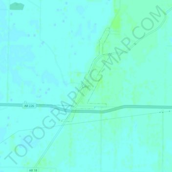 Mapa topográfico Cash, altitud, relieve
