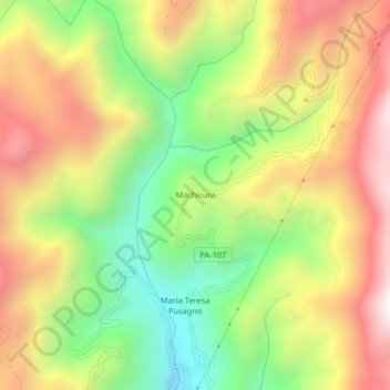 Mapa topográfico Machicura, altitud, relieve