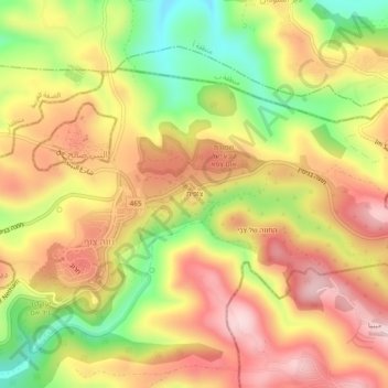 Mapa topográfico Tsofit, altitud, relieve