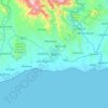 Mapa topográfico Baní, altitud, relieve