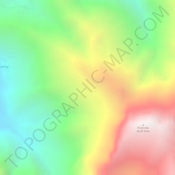 Mapa topográfico Llano del Hueso, altitud, relieve