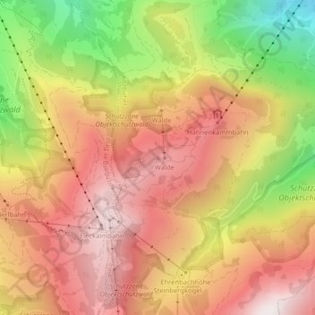 Mapa topográfico Hahnenkamm, altitud, relieve