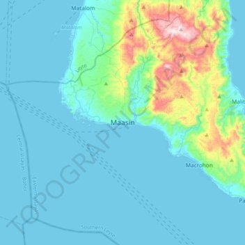 Mapa topográfico Maasin, altitud, relieve