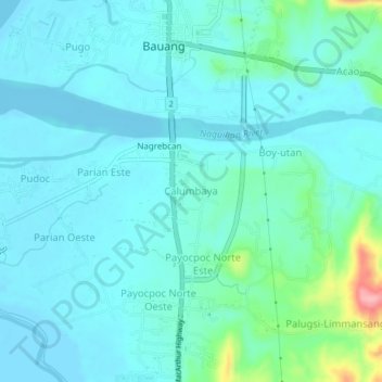 Mapa topográfico Calumbaya, altitud, relieve