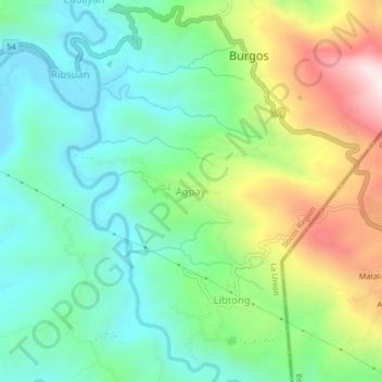 Mapa topográfico Agpay, altitud, relieve