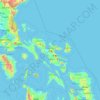 Mapa topográfico Camarines Sur, altitud, relieve