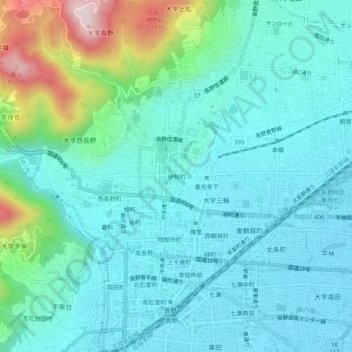 Mapa topográfico 伊勢町, altitud, relieve