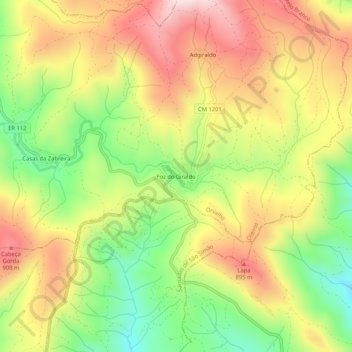 Mapa topográfico Foz do Giraldo, altitud, relieve