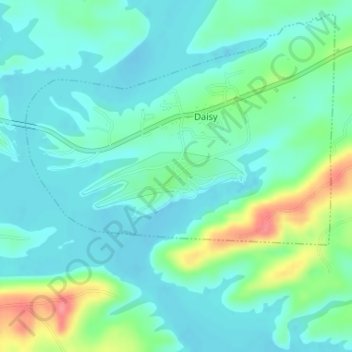 Mapa topográfico Daisy State Park, altitud, relieve