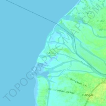 Mapa topográfico Mindoro, altitud, relieve