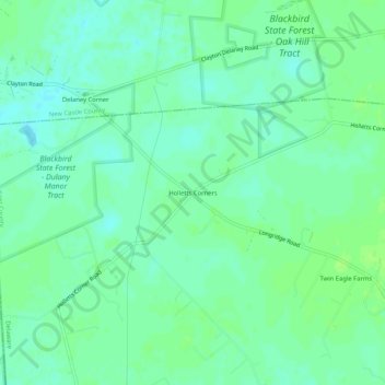 Mapa topográfico Holletts Corners, altitud, relieve