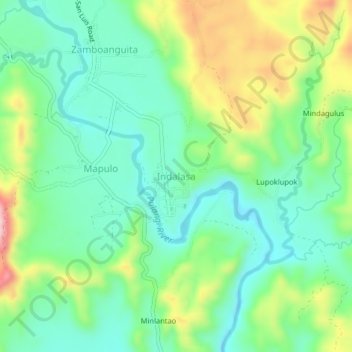 Mapa topográfico Indalasa, altitud, relieve