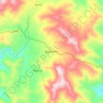 Mapa topográfico Aguinaldo, altitud, relieve