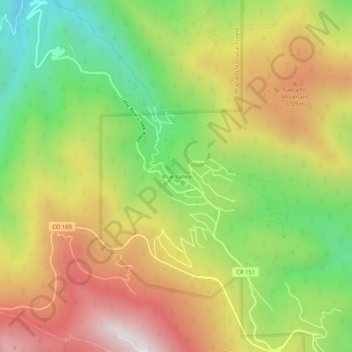 Mapa topográfico Blue Valley, altitud, relieve