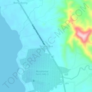 Mapa topográfico Tagdangua, altitud, relieve