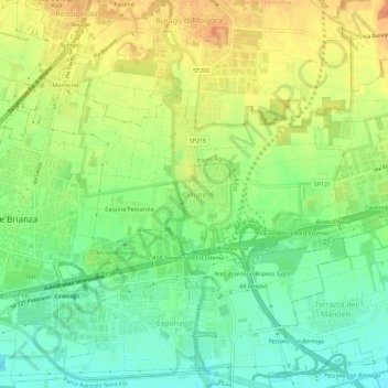 Mapa topográfico Omate, altitud, relieve