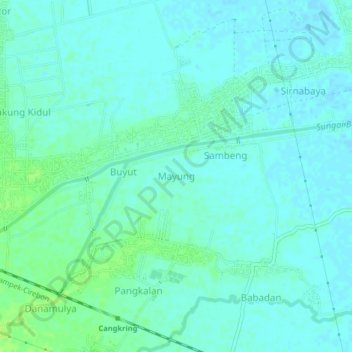 Mapa topográfico Mayung, altitud, relieve