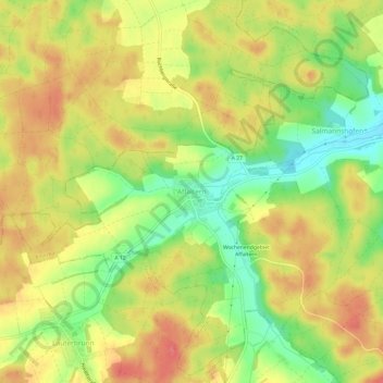 Mapa topográfico Affaltern, altitud, relieve