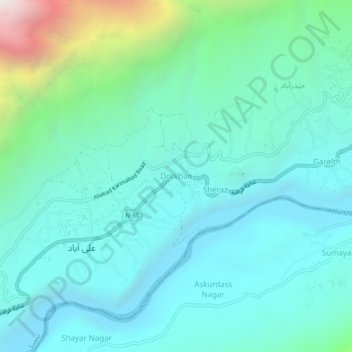 Mapa topográfico Dorkhan, altitud, relieve