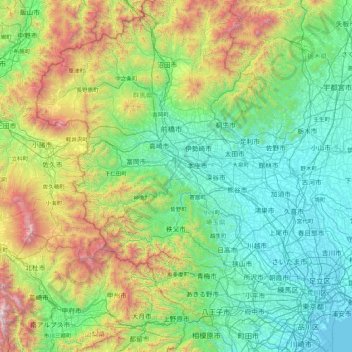 Mapa topográfico Kodama County, altitud, relieve