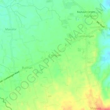 Mapa topográfico Cahigam, altitud, relieve