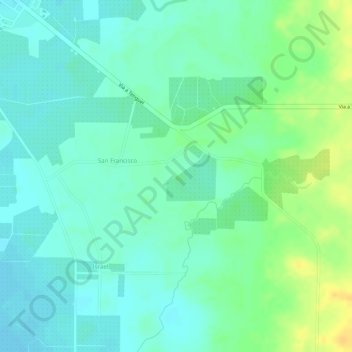 Mapa topográfico Río Coca, altitud, relieve