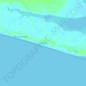 Mapa topográfico Playa Norte, altitud, relieve