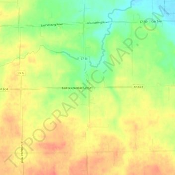 Mapa topográfico Canaan, altitud, relieve