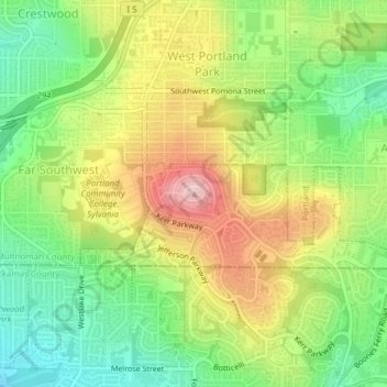 Mapa topográfico Mount Sylvania, altitud, relieve