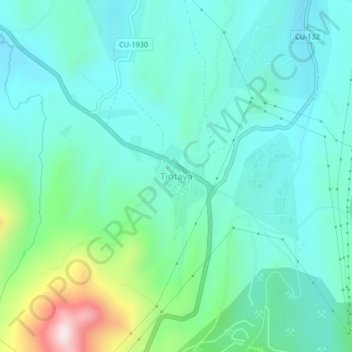 Mapa topográfico Tintaya, altitud, relieve