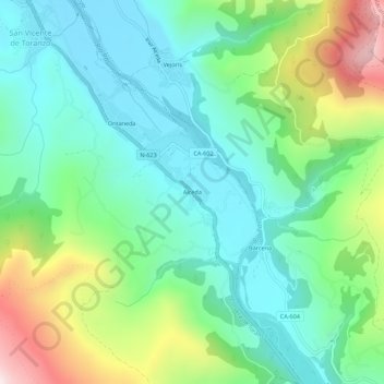 Mapa topográfico Alceda, altitud, relieve