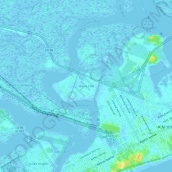 Mapa topográfico Venice Park, altitud, relieve