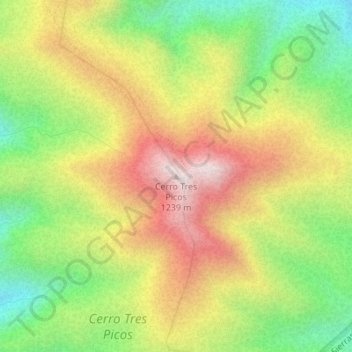 Mapa topográfico Cerro Tres Picos, altitud, relieve