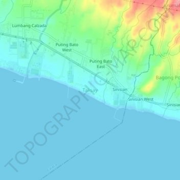 Mapa topográfico Talisay, altitud, relieve