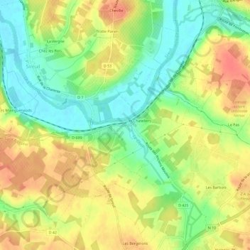 Mapa topográfico Les Mercerons, altitud, relieve