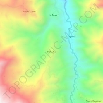 Mapa topográfico El Huaco, altitud, relieve