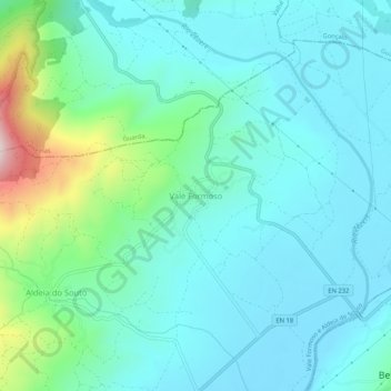Mapa topográfico Vale Formoso, altitud, relieve