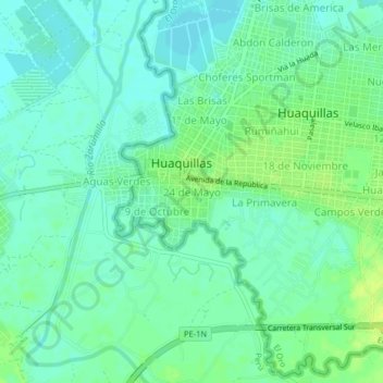 Mapa topográfico 24 de Mayo, altitud, relieve