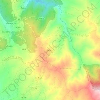 Mapa topográfico Ramiras, altitud, relieve