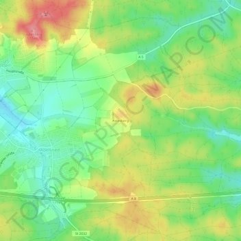 Mapa topográfico Axtesberg, altitud, relieve
