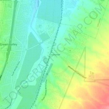 Mapa topográfico Continental, altitud, relieve