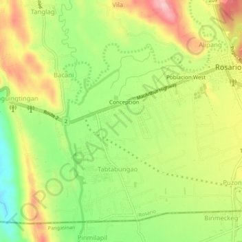 Mapa topográfico Concepcion, altitud, relieve