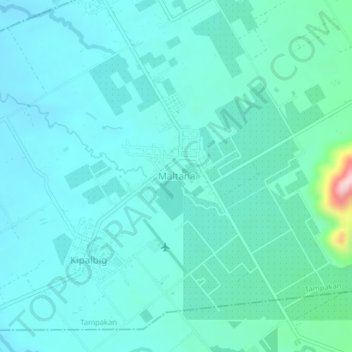Mapa topográfico Maltana, altitud, relieve